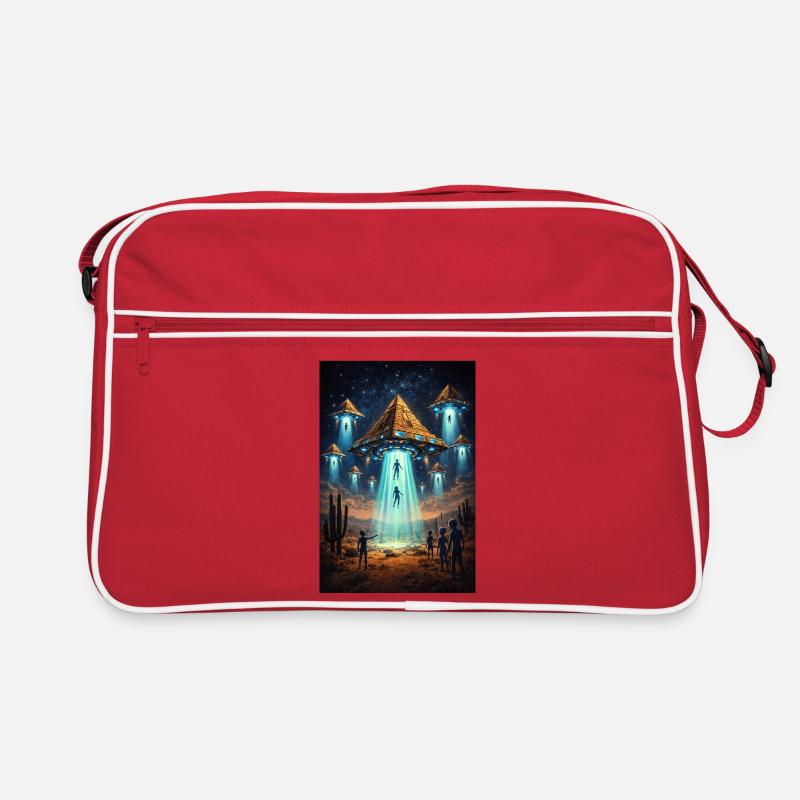 Alien UFO Pyramid Rocket Retro Tasche