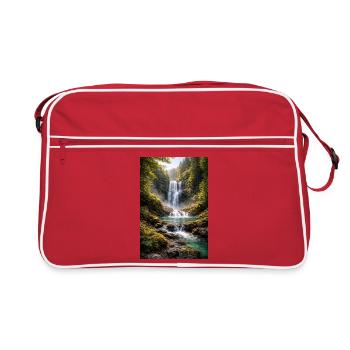 Greenery by the waterfall - Retro Bag - red/white - Front