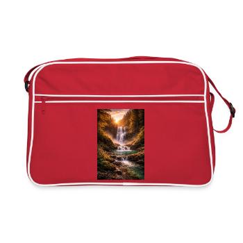 Wasserfall in der Abendsonne - Retro Tasche - Rot/Weiß - Vorne