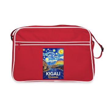 Kigali Rwanda Starry Night Skyline - Retro Bag - red/white - Front