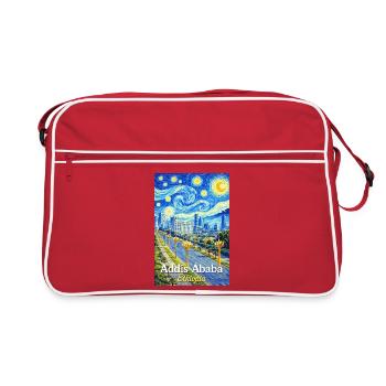 Addis Ababa Night Skyline Art - Retro Bag - red/white - Front