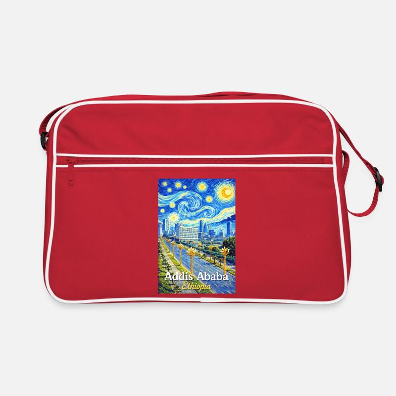Addis Ababa Nacht-Skyline Kunst Retro Tasche