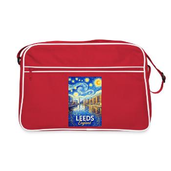 Leeds, Angleterre, magie du canal étoilé au néon - Sac Retro - rouge/blanc - Devant