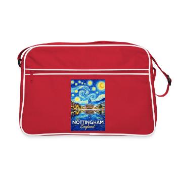 Nottingham England Night Star Panorama - Retro Bag - red/white - Front