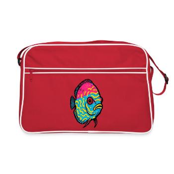 Poisson Discus Pop Art Rose et Jaune Vibrant - Sac Retro - rouge/blanc - Devant