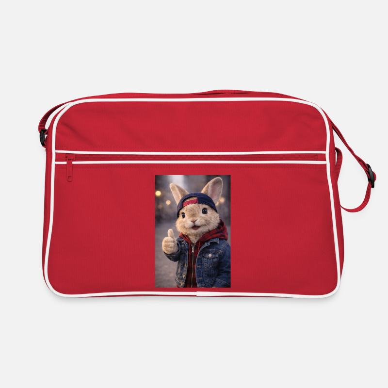 Rabbit in Denim Pullover Hoodie Retro Bag