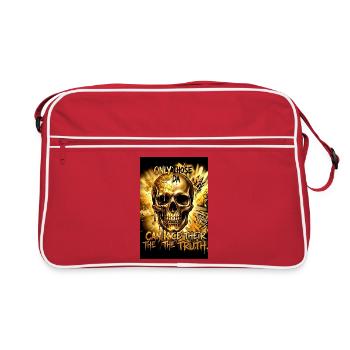 Skull Poster Gold Motivational Saying - Retro Bag - red/white - Front
