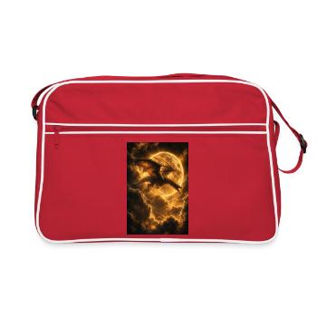 Dragon over Moonlit Ember Sky - Retro Bag - red/white - Front