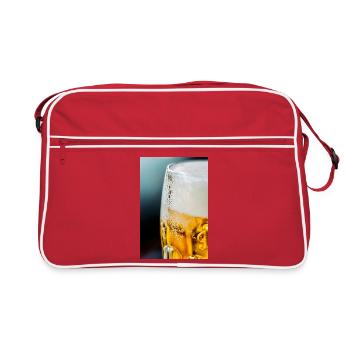 Light Gold Beer Glass Pattern - Retro Bag - red/white - Front