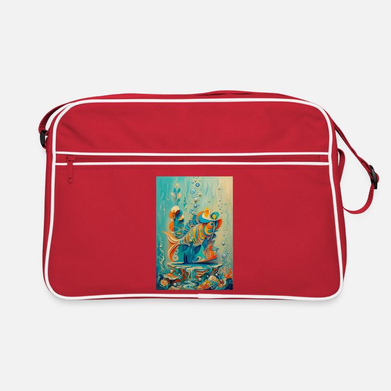 Koi-Unterwasser-farbenfrohe Kunstwerke Retro Tasche