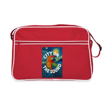 Vibrant_Macaw_Amidst_Swirling_Post-Impressionis - Retro Tasche - Rot/Weiß - Vorne