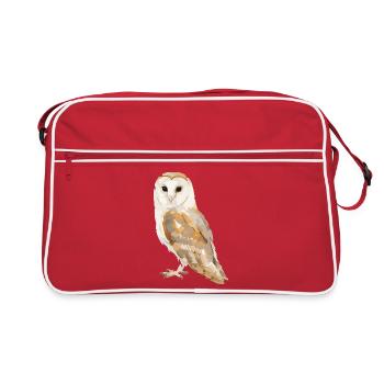 Portrait de hibou en tons terreux - Sac Retro - rouge/blanc - Devant