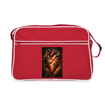 Cœur brûlant avec des points de suture - Sac Retro - rouge/blanc - Devant