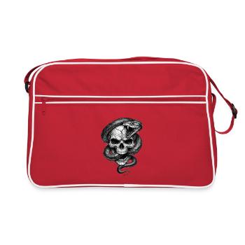 Graphique d’horreur gothique de crâne avec serpent - Sac Retro - rouge/blanc - Devant