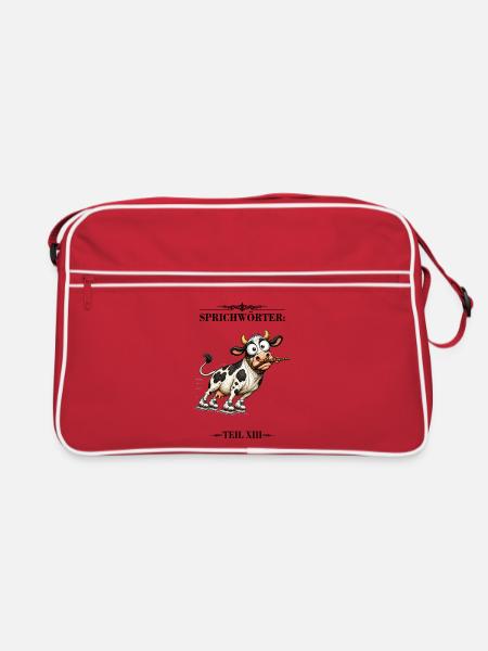 Sprichwort Die Kuh vom Eis ziehen - Retro Tasche - Rot/Weiß