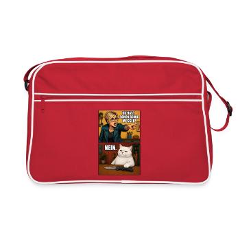 Küchenkonfrontation: Mutige Chefin vs Katze - Retro Tasche - Rot/Weiß - Vorne