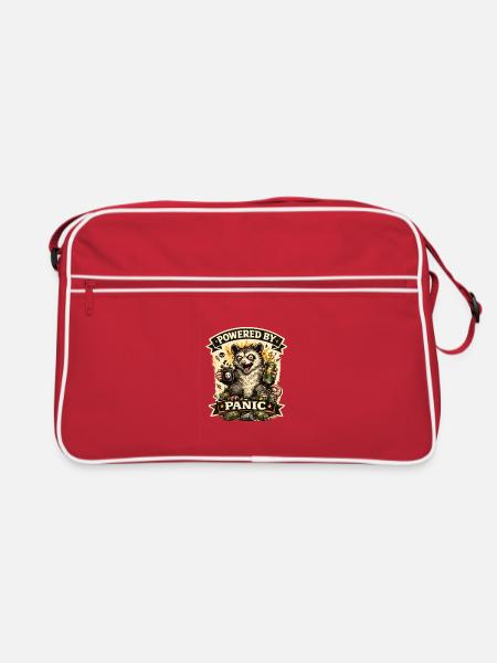 Angetrieben von Panic Ferret - Retro Tasche - Rot/Weiß