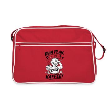 Kein Plan aber Kaffee - Retro Tasche - Rot/Weiß - Vorne