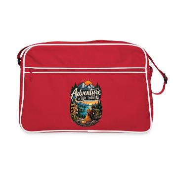 Das Abenteuer ist da draußen – Wandern und Camping - Retro Tasche - Rot/Weiß - Vorne