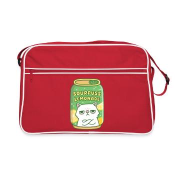 Funny Grouchy Cat Sourpuss Lemonade Drink Can - Retro Bag - red/white - Front
