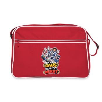 Bin Kurz Raus Realität Nervt Astronaut Spruch - Retro Tasche - Rot/Weiß - Vorne