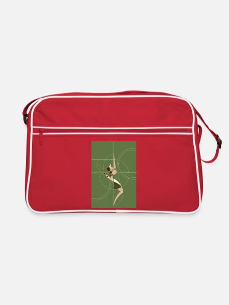 Geometrische Tennisspielerin – Tennis Kunst - Retro Tasche - Rot/Weiß