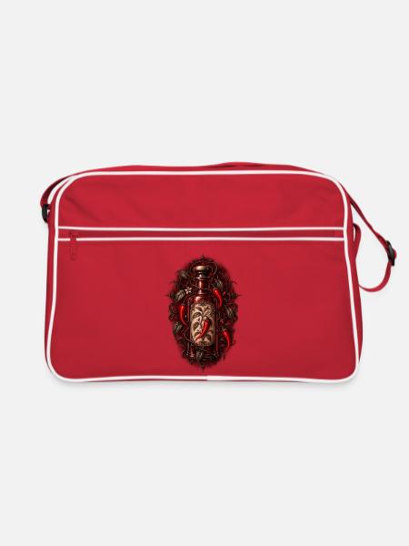 Vintagestil Flaschenpflanze Chili - Retro Tasche - Rot/Weiß