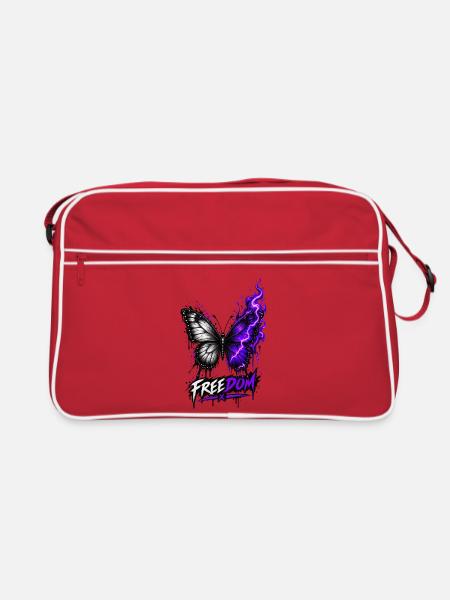 Freedom Butterfly Neon - Retro Tasche - Rot/Weiß