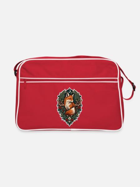 Heraldischer Fuchs des Waldes - Retro Tasche - Rot/Weiß