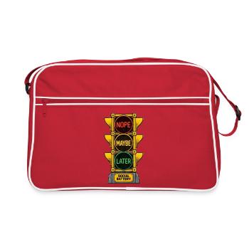 Soziale Batterie niedrige Introvertierte Ampel - Retro Tasche - Rot/Weiß - Vorne