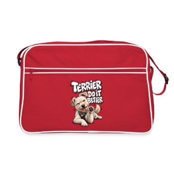 Terrier Do It Better Spruch - Retro Tasche - Rot/Weiß - Vorne