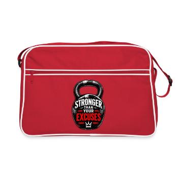Stärker als deine Ausreden – Motivation fürs Fitnessstudio - Retro Tasche - Rot/Weiß - Vorne