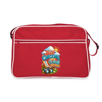 Wolkenbeobachtungshumor – Nur den Wolkensitz überprüfen - Retro Tasche - Rot/Weiß - Vorne