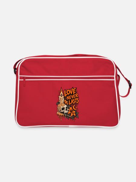 Love Never Dies Gothic Skull - Retro Tasche - Rot/Weiß