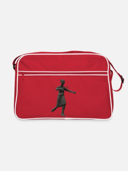 Statue mit Brille - Retro Tasche - Rot/Weiß