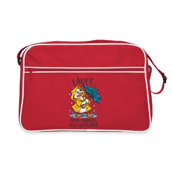 Lustige Ente – Anders als geplant - Retro Tasche - Rot/Weiß - Vorne