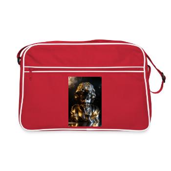 Goldene Cherub-Büste mit Felsgeste - Retro Tasche - Rot/Weiß - Vorne