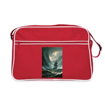 Galleone in der Sturmwelle - Retro Tasche - Rot/Weiß - Vorne
