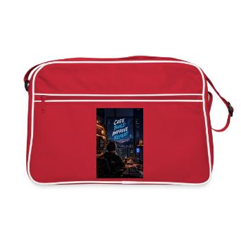 Code Build Improve Repeat Night Dev Studio - Retro Tasche - Rot/Weiß - Vorne