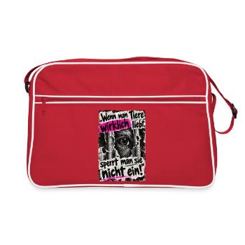 Tiere nicht einsperren - Retro Tasche - Rot/Weiß - Vorne