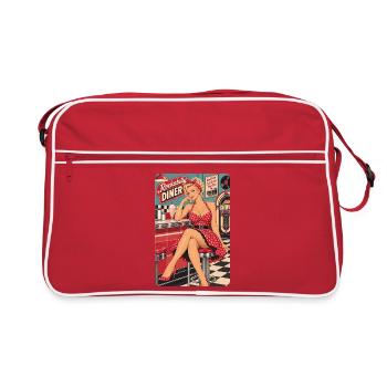 50s Rockabilly Diner: Blondes Pin-Up Girl - Retro Tasche - Rot/Weiß - Vorne