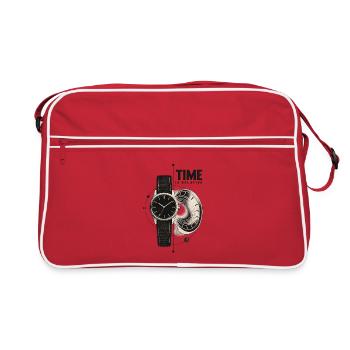 Zeitrelativität Uhr und Wurmloch - Retro Tasche - Rot/Weiß - Vorne