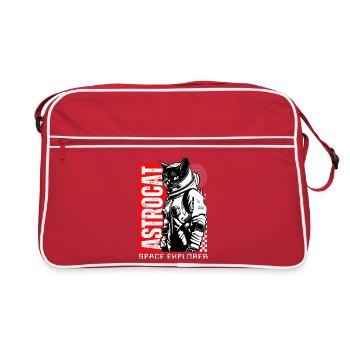 Space Cat Astronaut Astrocat - Retro Tasche - Rot/Weiß - Vorne