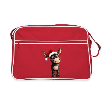 Esel Weihnachten - Retro Tasche - Rot/Weiß - Vorne