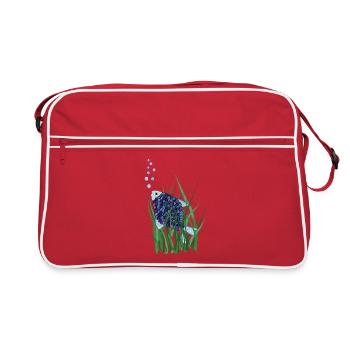 Poisson abstrait dans la conception sous-marine des herbiers marins - Sac Retro - rouge/blanc - Devant