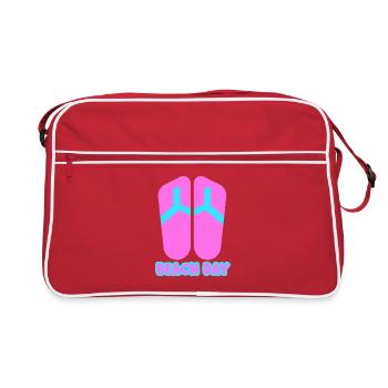 Beach Day Flip Flop in rosa/blau - Retro Tasche - Rot/Weiß - Vorne