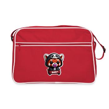 Panda bébé en capuche noir - Sac Retro - rouge/blanc - Devant