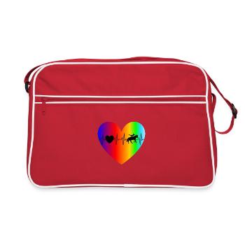 Volti coeur coloré coeur idée cadeau Volti - Sac Retro - rouge/blanc - Devant