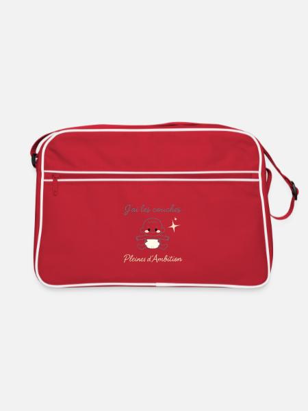 "I have diapers full of ambition" - Retro Bag - red/white - Front