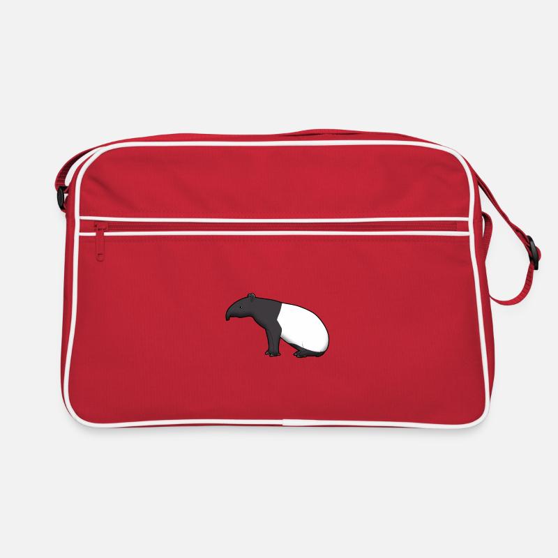 Tapir sitzt - Retro Tasche - Rot/Weiß